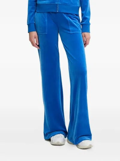 Juicy Couture Flap-pocket Velour Trousers In Blue