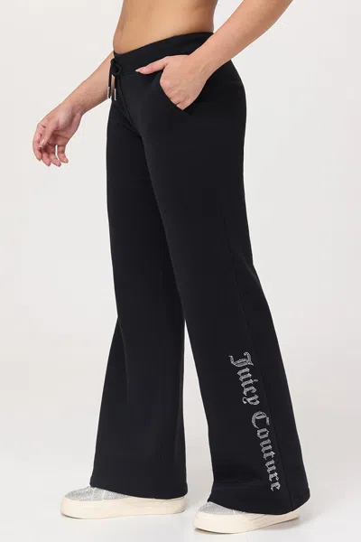 Juicy Couture Fleece Wide Leg Pants In Black