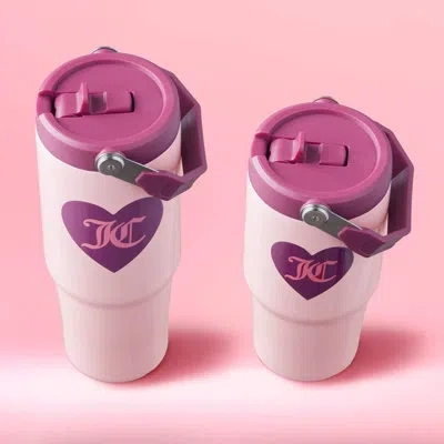 Juicy Couture Flip Flow Mommy & Me 20 oz / 30 oz Screw Top Tumbler With Flip Straw & Carry Handle In Light Pink