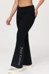 Juicy Couture Fold Over Knit Wide Leg Pants In Black