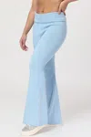 Juicy Couture Fold Over Knit Wide Leg Pants In Blue