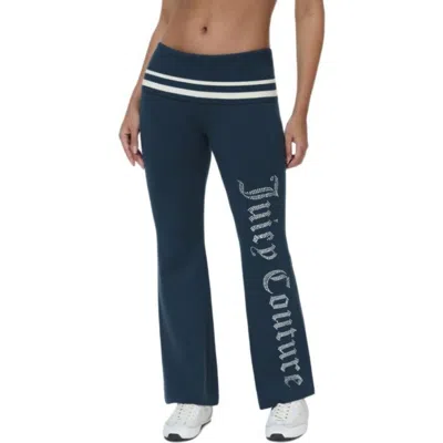 Juicy Couture Foldover Flare Knit Pants In Pink