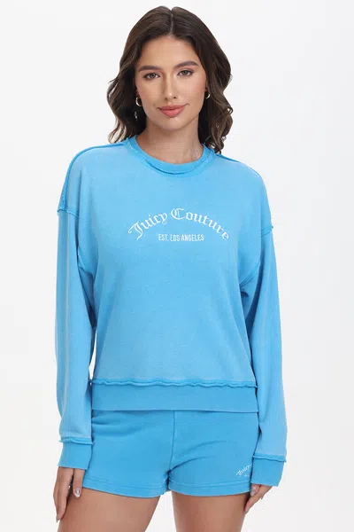 Juicy Couture French Terry Embroidered Crewneck In Blue
