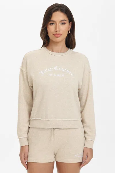 Juicy Couture French Terry Embroidered Crewneck In Neutral