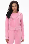 Juicy Couture Front Ombre Big Bling Velour Hoodie In Pink