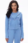 Juicy Couture Front Ombre Big Bling Velour Hoodie In Blue