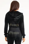 Juicy Couture Gemini Customizable Big Bling Velour Hoodie In Black