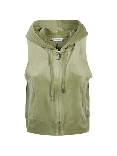Juicy Couture Gilly Logo Velour Gilet In Green