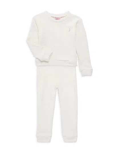 Juicy Couture Kids' Girl's 2-piece Bouclé Sweatshirt & Joggers Set In Ivory