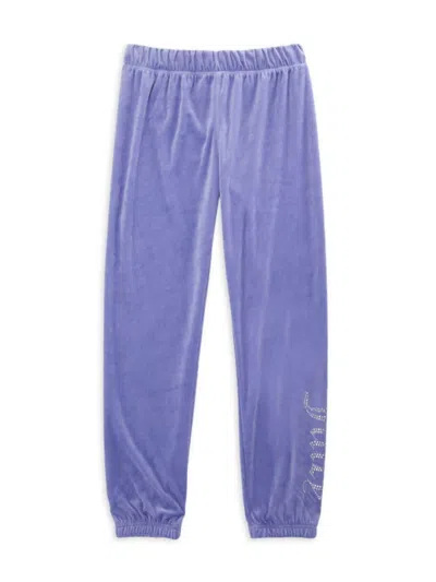 Juicy Couture Kids' Girl's Embellished Logo Joggers In Purple