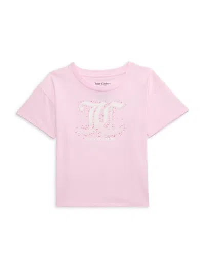 Juicy Couture Kids' Girl's Embellished Logo T-shirt In Pink