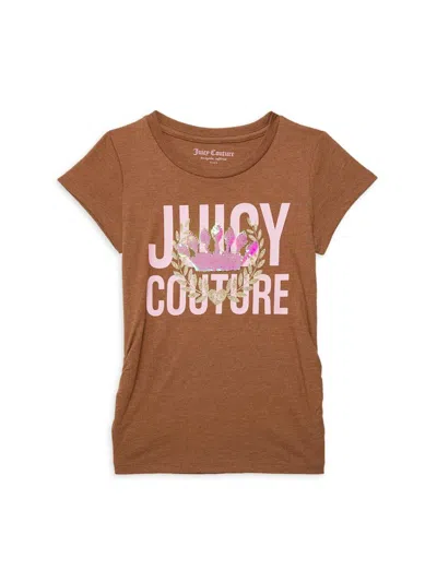 Juicy Couture Kids' Girl's Embellished Logo Tee In Bison Brown