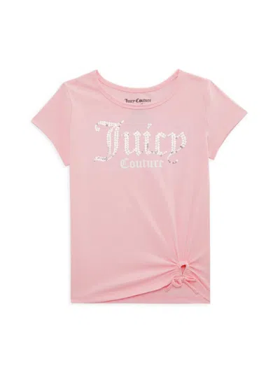 Juicy Couture Kids' Girl's Embellished Logo Tee In Orchid Pink