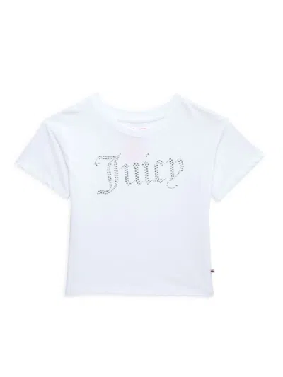 Juicy Couture Kids' Girl's Embellished Logo Tee In White