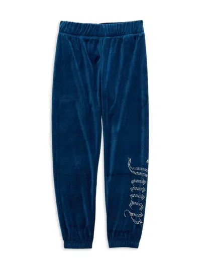 Juicy Couture Babies' Girl's Embellished Logo Velour Joggers In Blue