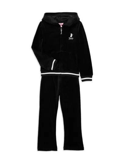 Juicy Couture Kids' Baby Girl's, Little Girl's & Girl's Hoodie & Sweatpants Velour Set In Black