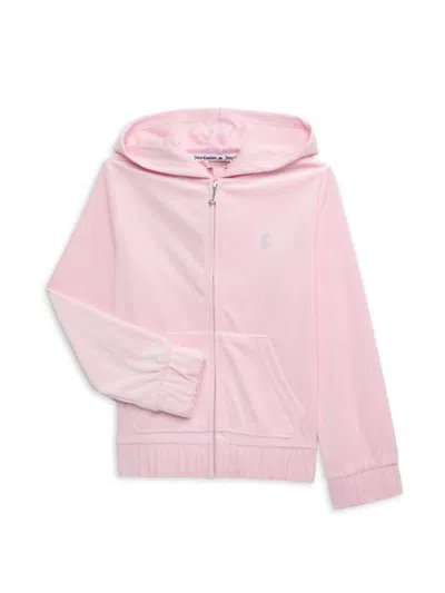 Juicy Couture Kids' Girl's Logo Velour Hoodie In Pink