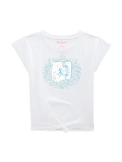 Juicy Couture Kids' Girl's Reversible Sequin Logo Tee In White
