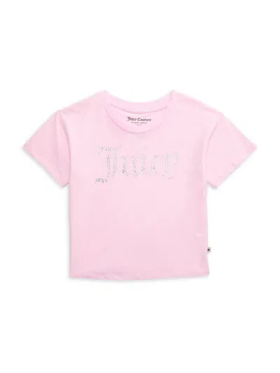 Juicy Couture Kids' Girl's Rhinestone Logo Tee In Pink Lady