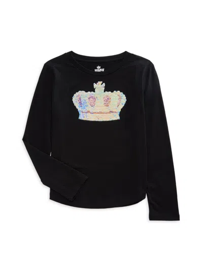 Juicy Couture Babies' Girl's Sequin Crown Tee In Black