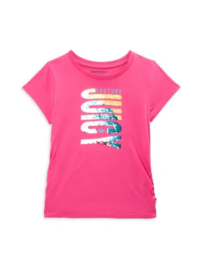 Juicy Couture Kids' Girl's Sequin Embellished Logo Tee In Pink