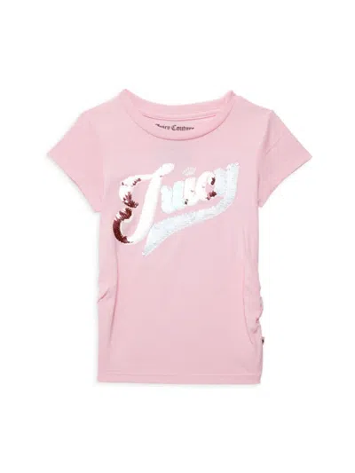 Juicy Couture Kids' Girl's Sequin Logo Tee In Orchid Pink