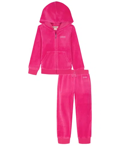 Juicy Couture Kids' Girls 4-6x 2-piece Velour Full Zip Hoodie And Jogger Pants Set In Multi