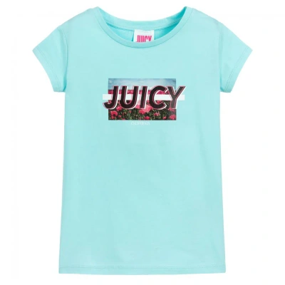 Juicy Couture Kids' Girls Blue Cotton Logo T-shirt