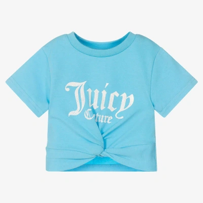 Juicy Couture Kids' Girls Blue Cotton Logo T-shirt