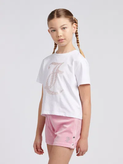 Juicy Couture Kids'  Girls Boxy T-shirt And Velour Popper Shorts Set In Pink