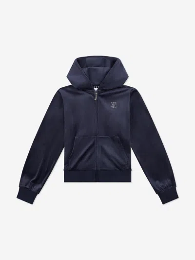 Juicy Couture Kids'  Girls Diamante Logo Zip Up Top In Blue