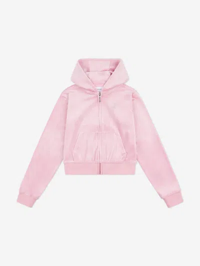 Juicy Couture Kids'  Girls Diamante Logo Zip Up Top In Pink