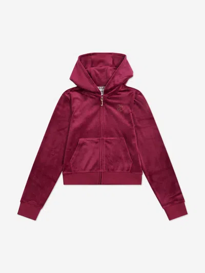 Juicy Couture Girls Diamante Zip Up Top In Black