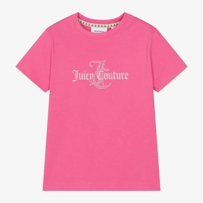 Juicy Couture Kids' Girls Pink Cotton Diamanté T-shirt