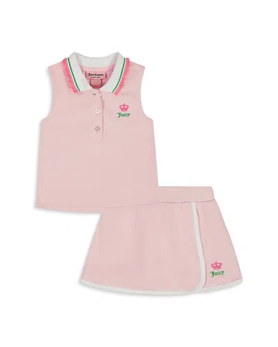 Juicy Couture Kids' Girls' Pique Polo Top & Skort Set - Toddler In Pink