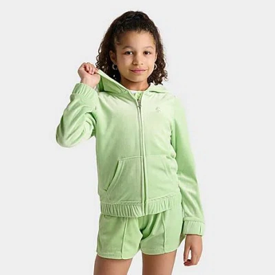 Juicy Couture Kids'  Girls' Plush Velour Full-zip Hoodie Size Xl 100% Polyester/velour In Green
