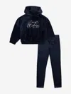 Juicy Couture Girls Relaxed Hoodie And Velour Leggings Set In Blue