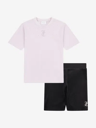Juicy Couture Kids'  Girls T-shirt And Velour Cycling Short Set In Black