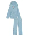 Juicy Couture Girls Toddler 2t-4t 2-piece Velour Full Zip Hoodie And Jogger Pants Set In Blue