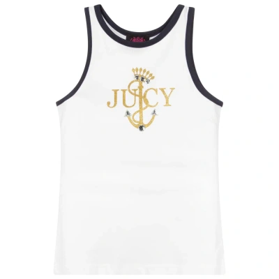 Juicy Couture Kids' Girls White & Navy Blue T-shirt