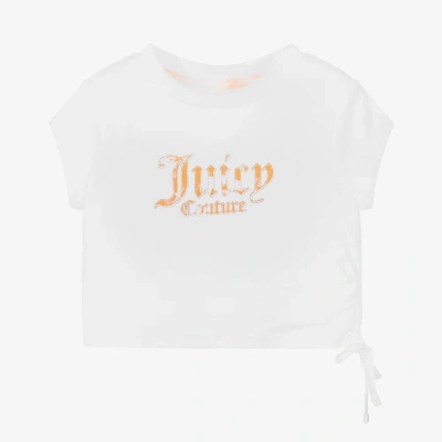Juicy Couture Kids' Girls White Cotton Logo T-shirt