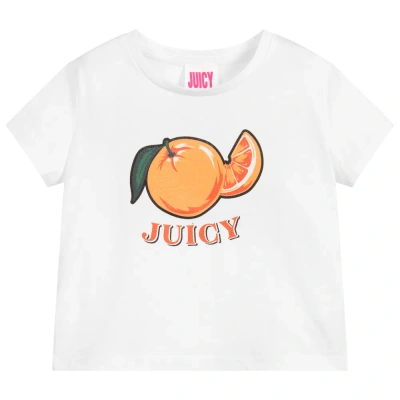 Juicy Couture Kids' Girls White Cotton T-shirt
