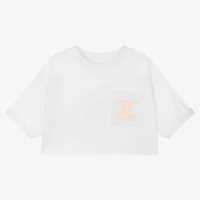 Juicy Couture Kids' Girls White Cropped Logo T-shirt
