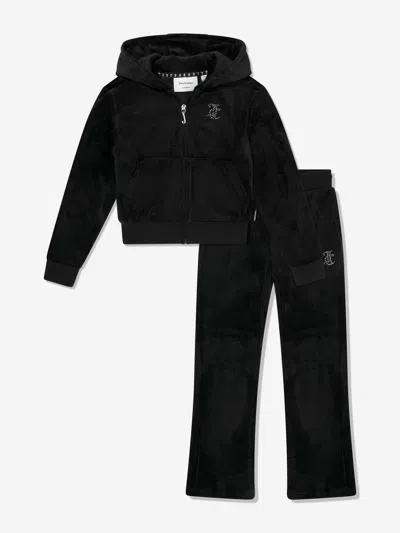 Juicy Couture Kids'  Girls Zip Up & Bootcut Joggers Tracksuit In Black