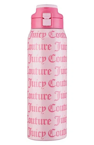 Juicy Couture Glam Getaway Logo Flip Hydration Stainless Steel Tumbler In Pink
