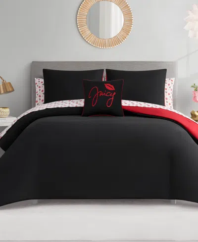Juicy Couture Glam Girl Reversible Bed In A Bag 8-pc. Comforter Set, Queen In Black