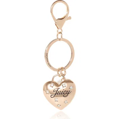 Juicy Couture Gold Heart Keychain With Pearls
