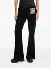 Juicy Couture Gold-logo Velour Sweatpants In Black