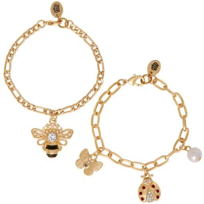 Juicy Couture Gold-tone Charm Bracelet Duo, Ladybug & Bee