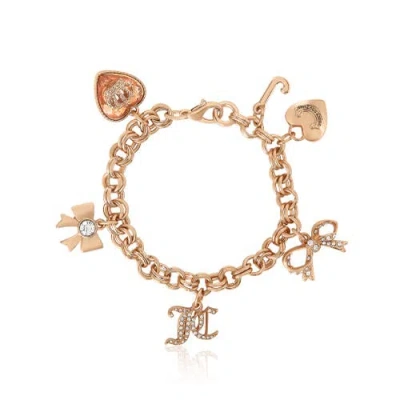 Juicy Couture Gold-tone Charm Bracelet With Bow And Pavé Details